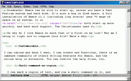 Emacs screen